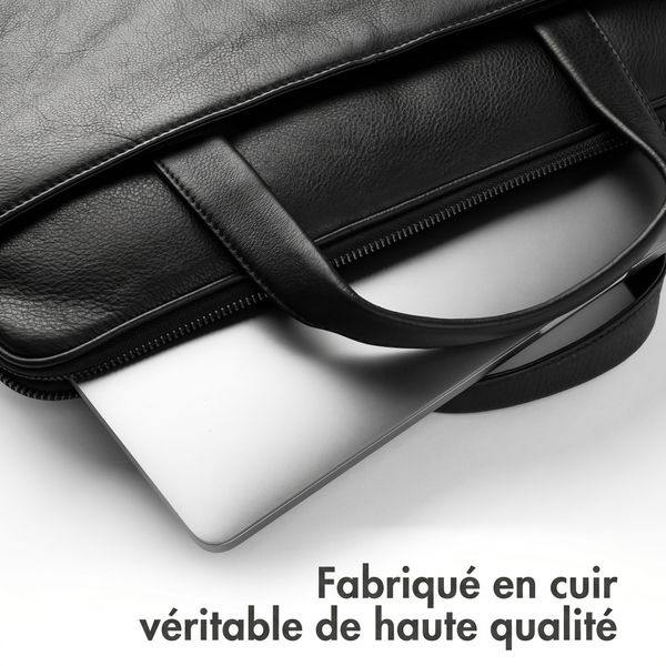 Accezz Leather Sac ordinateur 16 pouces - Noir