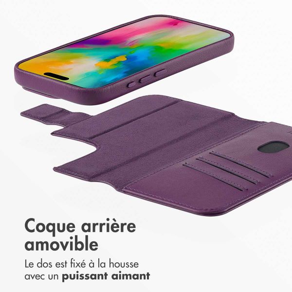 Accezz Étui de télephone portefeuille en cuir 2-en-1 avec MagSafe Apple iPhone 16 Pro - Heath Purple