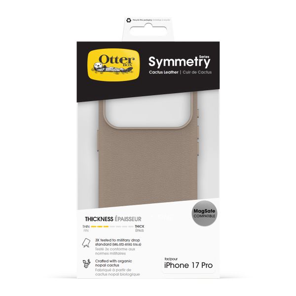 OtterBox Coque en cuir de cactus Symmetry MagSafe Apple iPhone 17 Pro - Light Grey