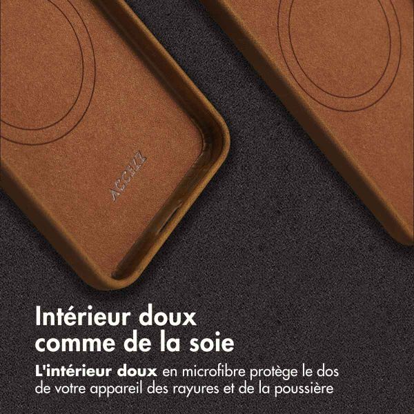 Accezz Coque MagSafe en cuir vintage Samsung Galaxy S25 / S24 - Tabacco Cognac