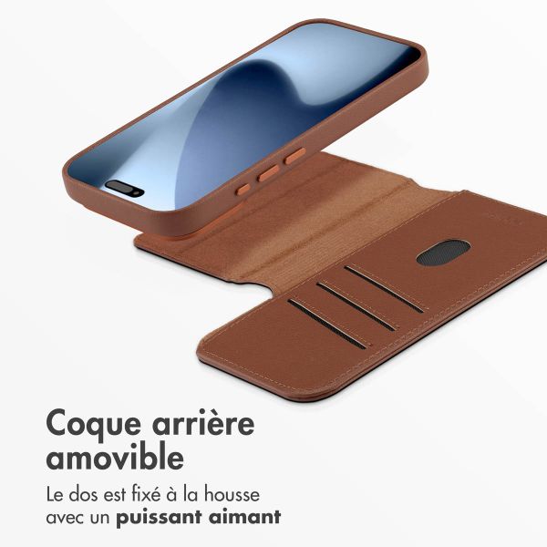 Accezz Étui de télephone portefeuille en cuir 2-en-1 avec MagSafe Apple iPhone 17 Pro - Sienna Brown