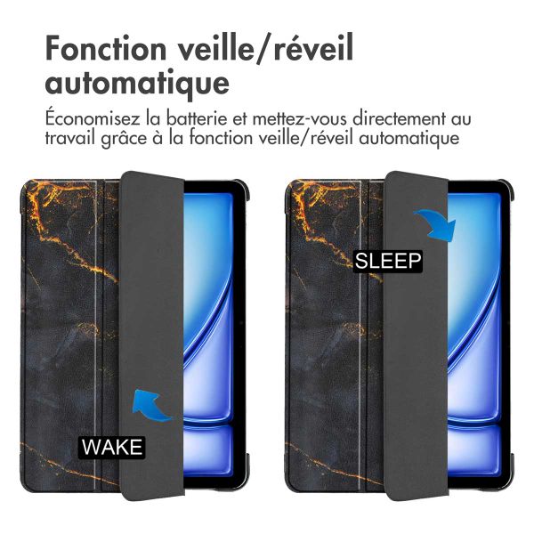 imoshion Coque tablette Design Trifold Apple iPad Air 13 pouces (2026) M4 / (2025) M3 / (2024) M2 - Black Marble