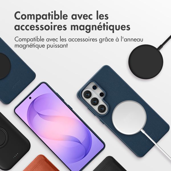 Accezz Coque arrière en cuir avec MagSafe Samsung Galaxy S26 Ultra - Nightfall Blue