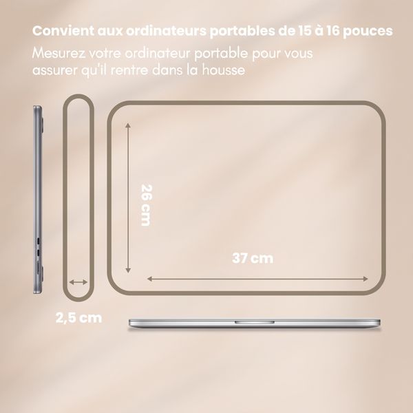 Selencia Pochette ordinateur velours côtelé 15-16 pouces - Beige