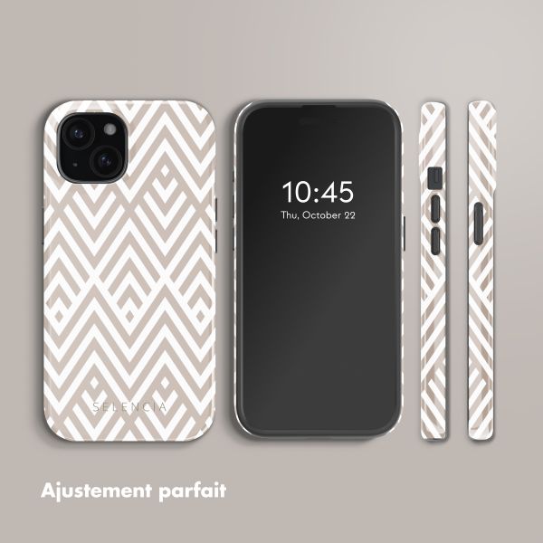 Selencia Coque arrière Vivid avec MagSafe Apple iPhone 15 - Beige Zigzag