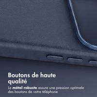 Accezz Coque arrière en cuir avec MagSafe Apple iPhone 18 Pro / 17 Pro - Nightfall Blue