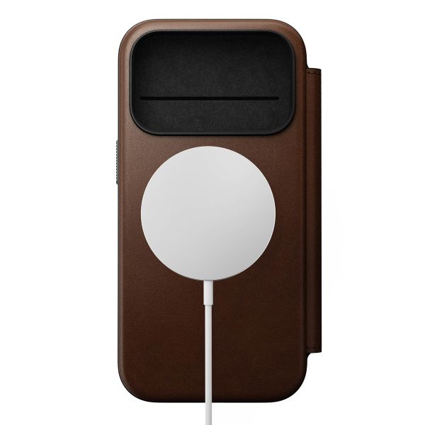 Nomad Étui de télephone portefeuille Modern Leather Folio Apple iPhone 17 Pro - Marron