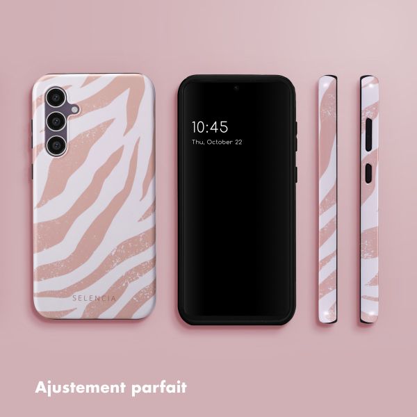 Selencia Coque arrière Vivid Samsung Galaxy S23 FE - Colorful Zebra Old Pink