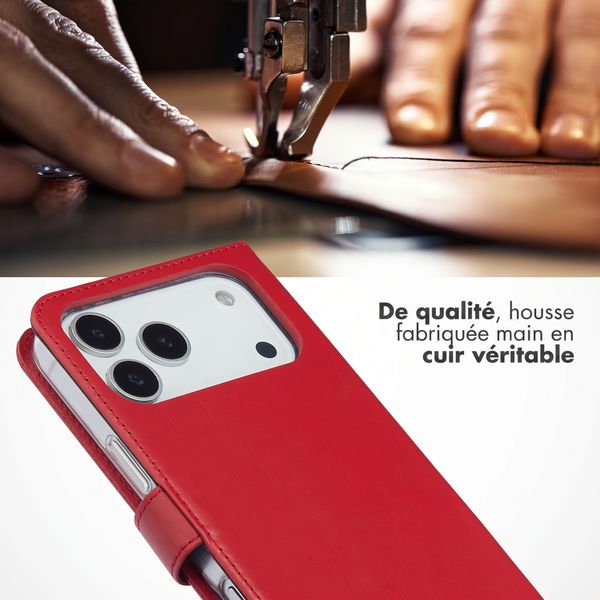 Selencia Étui portefeuille en cuir véritable Apple iPhone 18 Pro Max / 17 Pro Max - Rouge