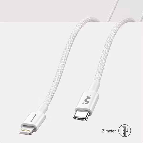 imoshion Câble USB-C vers Lightning Tressé 30 W - 1 mètre - Blanc