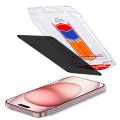 Accezz Protection d'écran en verre trempé avec filtre de confidentialité + Applicateur Apple iPhone 16 / 15