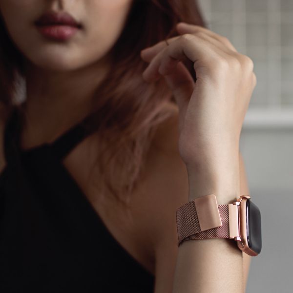 Uniq Bracelet Dante Mesh Milanese en acier Apple Watch | 38/40/41/42 mm - Rose