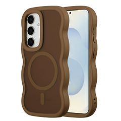 Selencia Coque arrière Wavy avec MagSafe Samsung Galaxy S25 / S24 - Mocha Brown