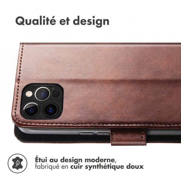 imoshion Étui de télephone portefeuille de luxe iPhone 12 / 12 Pro - Marron foncé