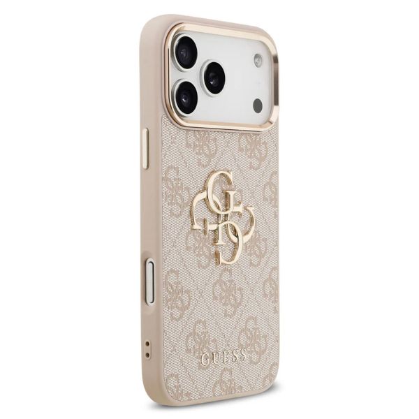 Guess Coque 4G Metal Logo Backcover Apple iPhone 17 Pro Max - Gold Edge - Pink