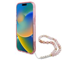 Guess MagSafe IML Flowers Case avec beads strap Apple iPhone 15 Pro - Pink