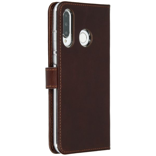 Selencia Étui portefeuille en cuir véritable Huawei P30 Lite - Marron