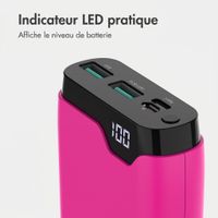 imoshion Batterie externe 20 000 mAh - Chargeur rapide 22,5 W - USB-C / USB-A - Rose vif