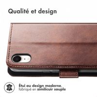 imoshion Étui de télephone portefeuille de luxe Apple iPhone Xr - Marron foncé