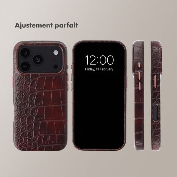 Selencia Coque arrière Croco avec MagSafe Apple iPhone 18 Pro / 17 Pro - Choco Brown