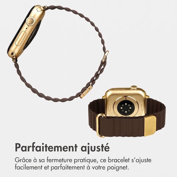 imoshion Bracelet magnétique en cuir synthétique Apple Watch | 44/45/46/49 mm - Marron