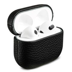 Accezz Coque en cuir véritable  Apple Airpods 3 - Noir