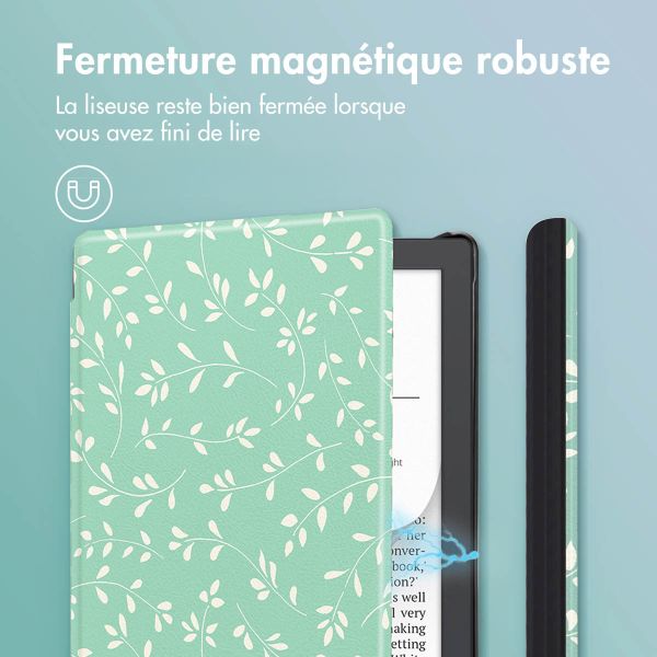 imoshion Design Slim Hard Case Sleepcover Pocketbook Verse / Verse Lite / Verse Pro / Vivlio Light / Light HD - Smoke Green Flowers