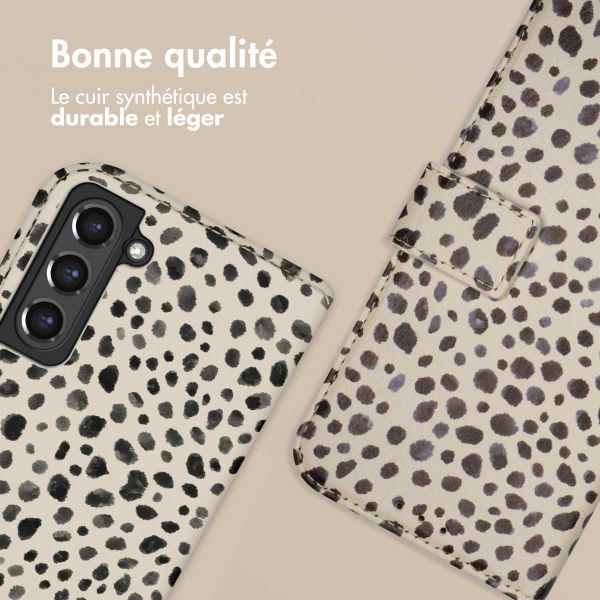 imoshion Étui de télephone portefeuille Design Samsung Galaxy S21 FE - Black And White Dots
