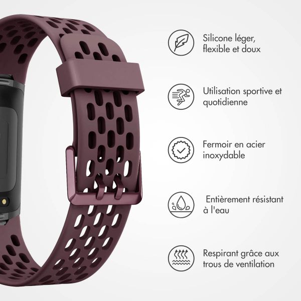 imoshion Bracelet sport en silicone avec boucle Fitbit Charge 5 / 6 - Rouge foncé