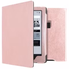 imoshion Étui de liseuse portefeuille en cuir végan Kobo Aura H2O - Rose Doré
