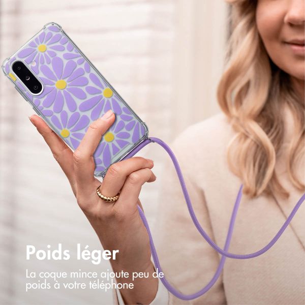 imoshion Coque Design avec cordon Samsung Galaxy A26 - Tropical Violet Flowers Connect