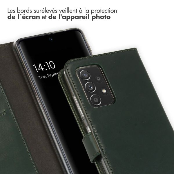 Selencia Étui portefeuille en cuir véritable Samsung Galaxy A52(s) (5G/4G) - Vert