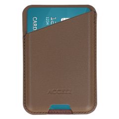 Accezz Porte-cartes en cuir magnétique - Compatible avec Apple Find My - Coffee Brown