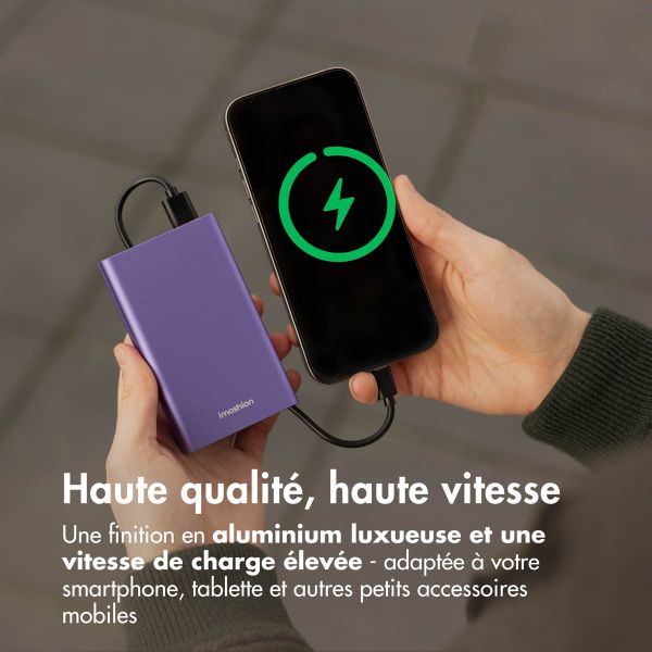 imoshion Ultra Series Aluminium Batterie externe 20.000 mAh - Charge rapide jusqu'à 33 watts - Tropical Violet