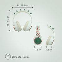 imoshion Casque sans fil pour enfants Dino LED Light - Limiteur de décibels - Avec câble AUX - Brown / Orange