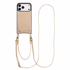 Selencia Coque de télephone Nova Croco avec cordon et porte-cartes Apple iPhone 18 Pro Max / 17 Pro Max - Beige