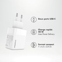 imoshion Adapteur secteur - Chargeur - 2x USB-C - Power Delivery - 40W - Blanc