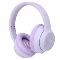 imoshion Casque sans fil pour enfants LED Light - Limiteur de décibels - Avec câble AUX - Lavender Lilac