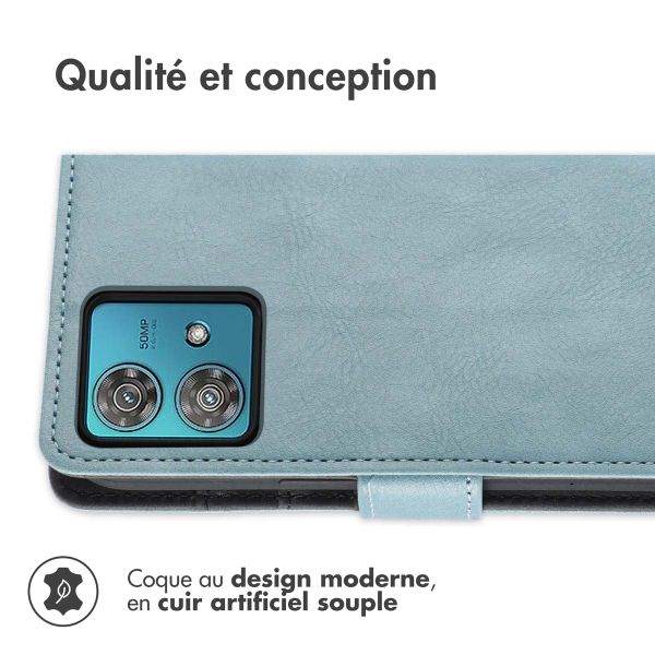 imoshion Étui de télephone portefeuille de luxe Motorola Edge 40 Neo - Bleu clair