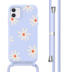 imoshion Coque design en silicone avec cordon Apple iPhone 11 - Lila Flower Distance