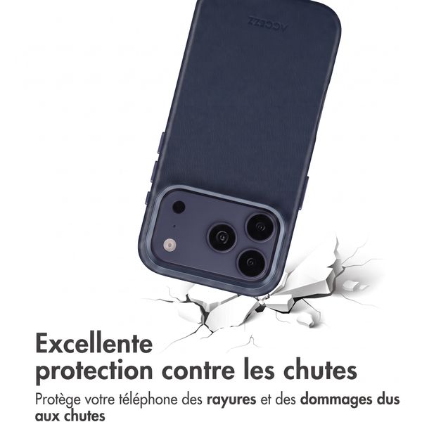 Accezz Coque arrière en cuir avec MagSafe Apple iPhone 18 Pro / 17 Pro - Nightfall Blue