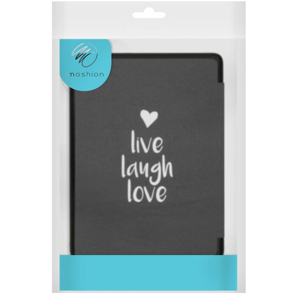 imoshion Design Slim Hard Sleepcover avec support Kobo Libra 2 / Tolino Vision 6 - Live Laugh Love