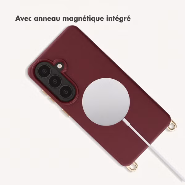 Selencia Coque arrière Rivièra avec MagSafe avec crochets amovibles Samsung Galaxy S26 - Bold Burgundy