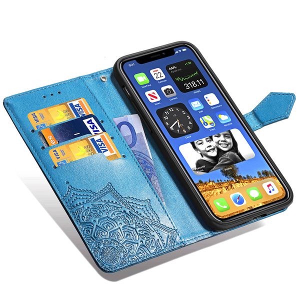 Etui de télephone portefeuille Mandala Apple iPhone 12 (Pro) - Turquoise