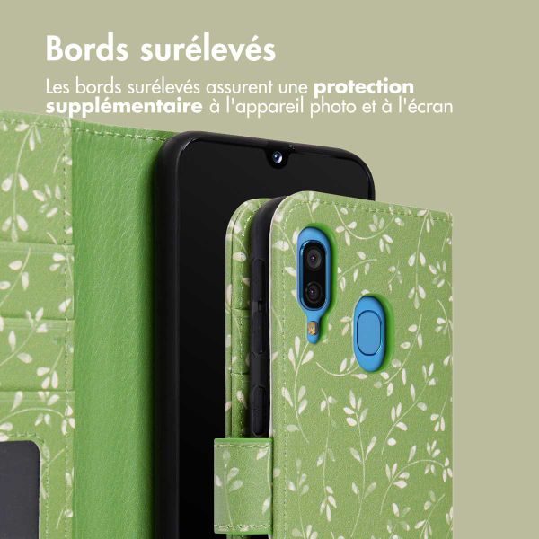 imoshion Étui de télephone portefeuille Design Samsung Galaxy A40 - Green Flowers