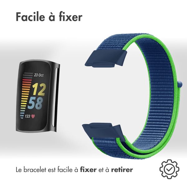 imoshion Bracelet en nylon Fitbit Charge 5 - Taille S - Blue & Green