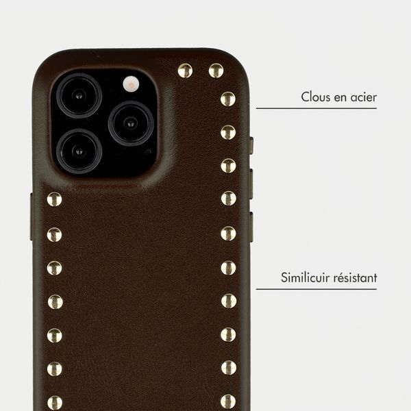 Selencia Coque arrière Studs avec MagSafe Apple iPhone 15 Pro - Cacao Crush