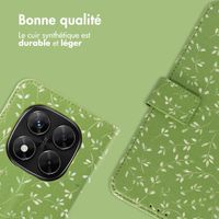 imoshion Étui de télephone portefeuille Design Xiaomi Redmi Note 14 Pro (5G) / 14 Pro Plus (5G) - Green Flowers