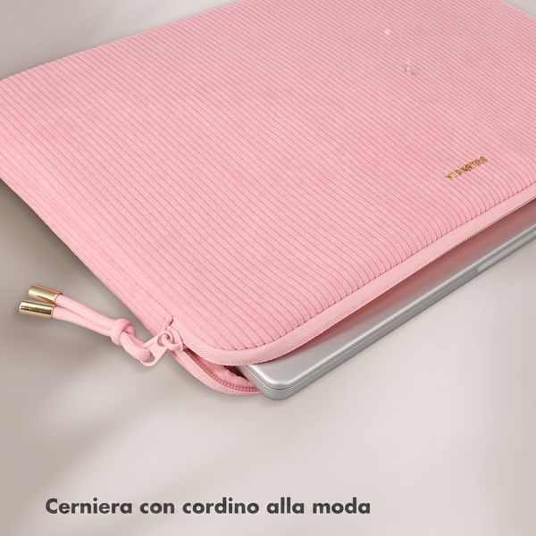 Selencia Pochette ordinateur Corduroy 15-16 pouces - Soft Blush