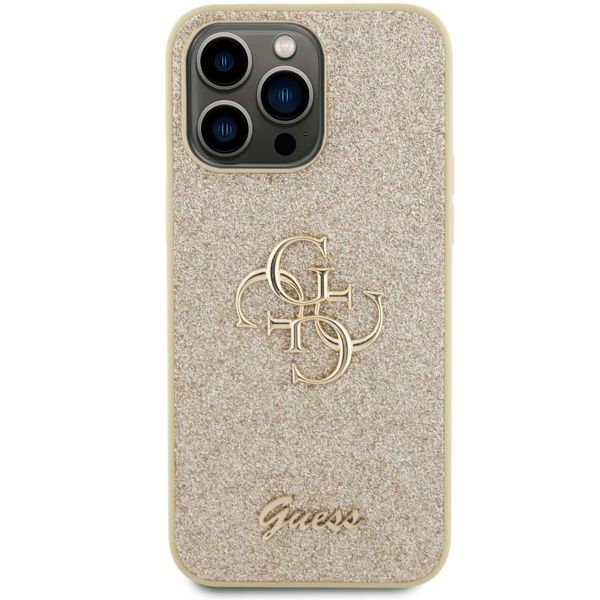 Guess Coque 4G Metal Logo Glitter Apple iPhone 15 Pro Max - Doré